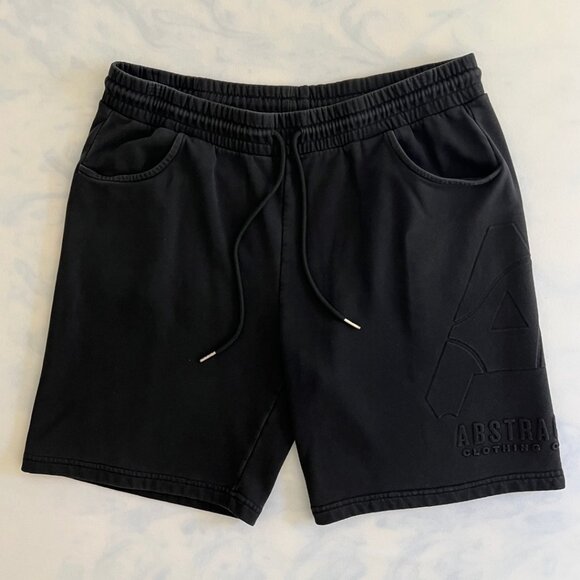 Abstract Clothing Black Midi Drawstring Athletic Shorts - Picture 1 of 8